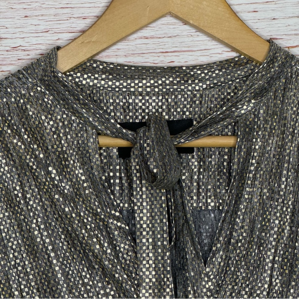 Sabina Musayev Eugene Gold Tied Shimmer Tunic Dress Sz M - Picture 10 of 16
